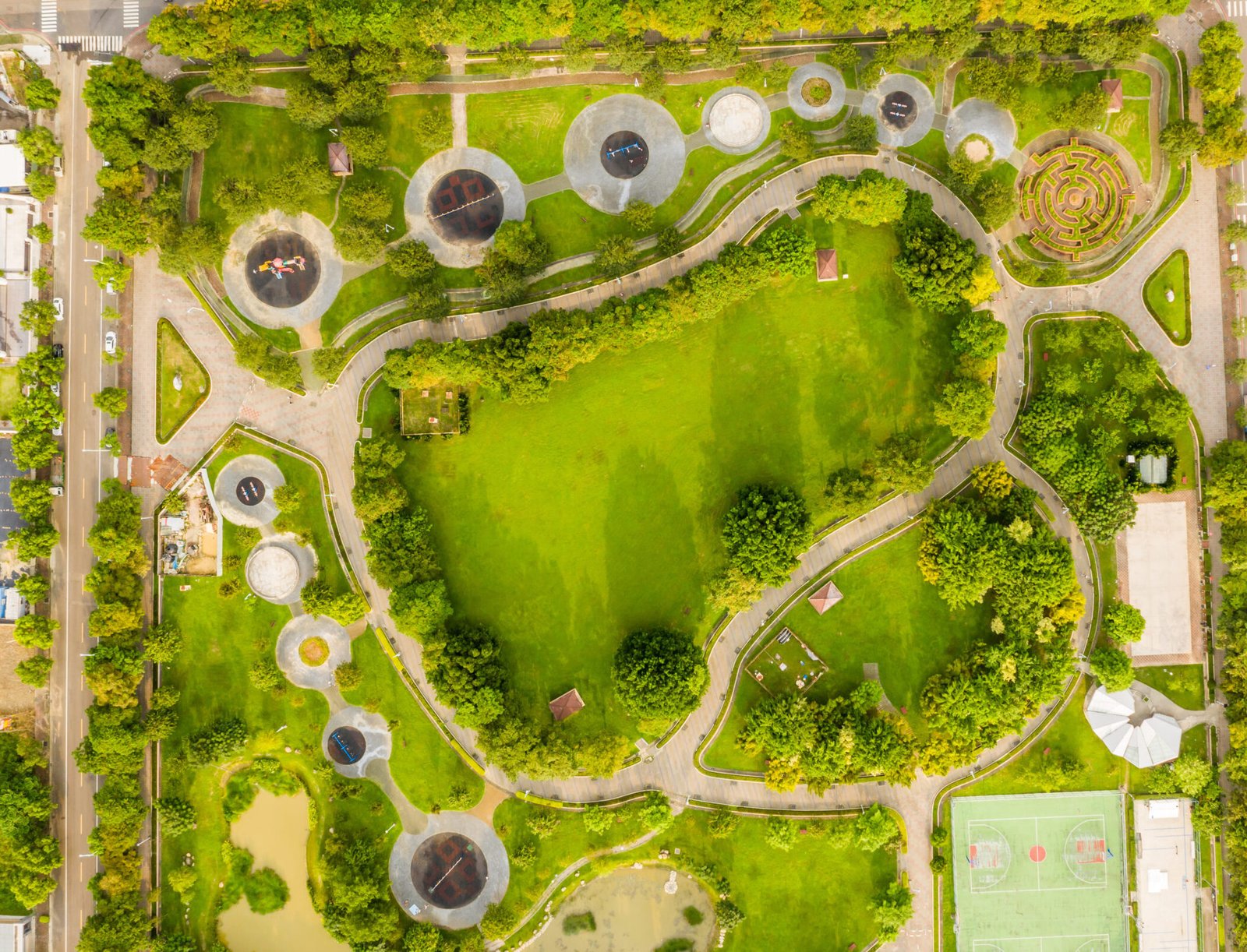 green and funny park at a city
